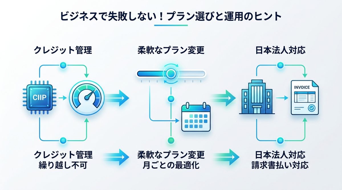 図解：ビジネスで失敗しない！プラン選びと運用のヒント