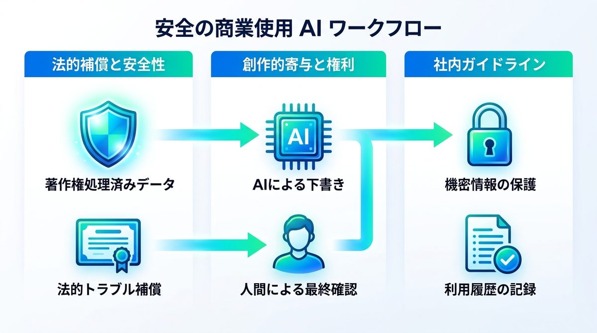 図解：安心してビジネスに使うための「商用利用と権利関係」