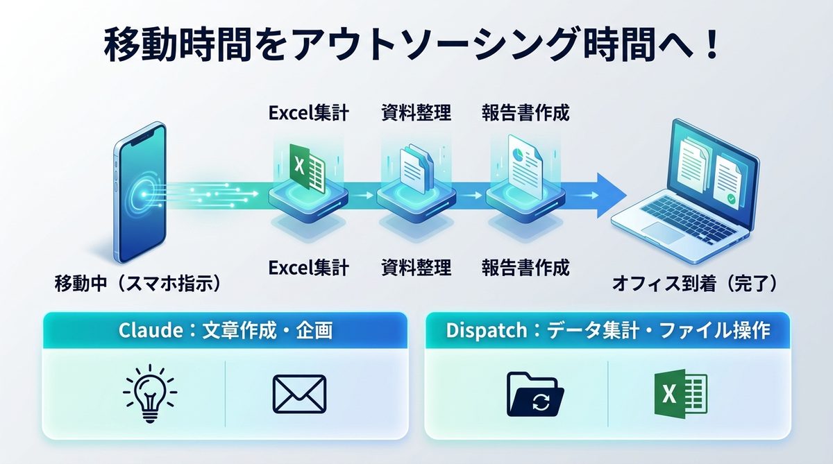 図解:移動時間をアウトソーシング時間へ!神プロンプト活用事例
