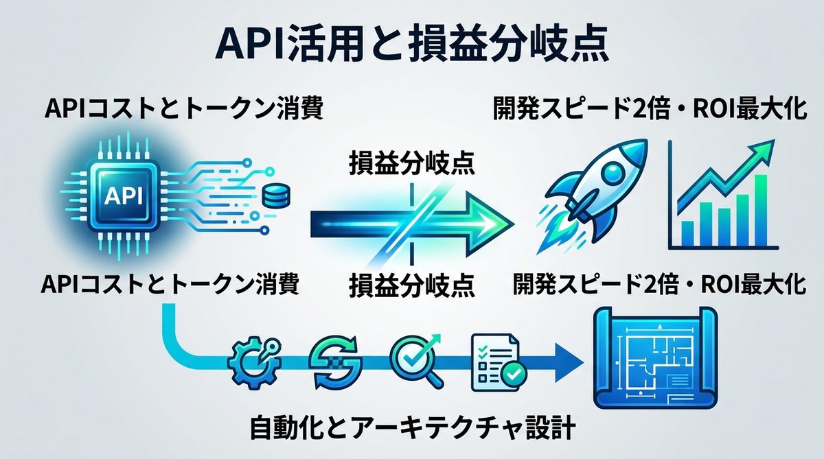 図解：API活用も検討！制限コストと生産性の損益分岐点