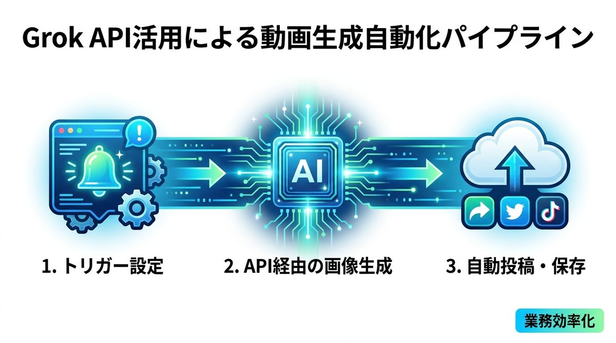 図解：【継続】Grok API活用による動画生成自動化パイプラインの構築