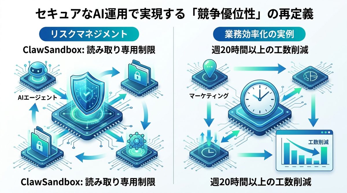 図解：セキュアなAI運用で実現する「競争優位性」の再定義