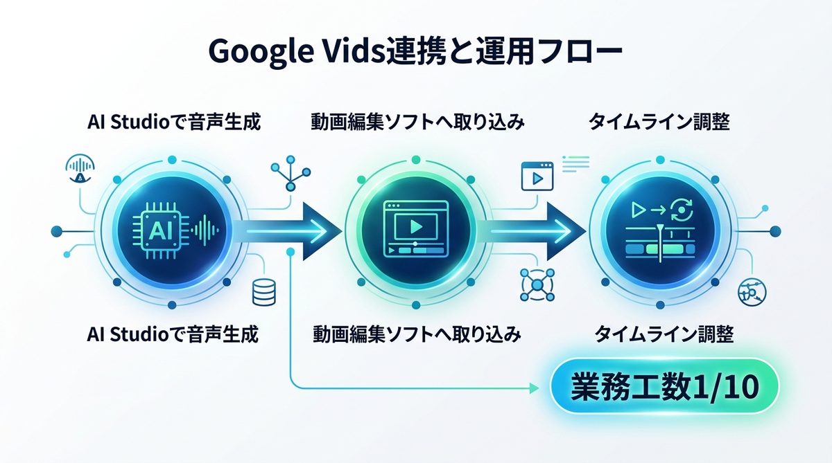 図解：生成した音声をフル活用する！Google Vids連携と運用フロー