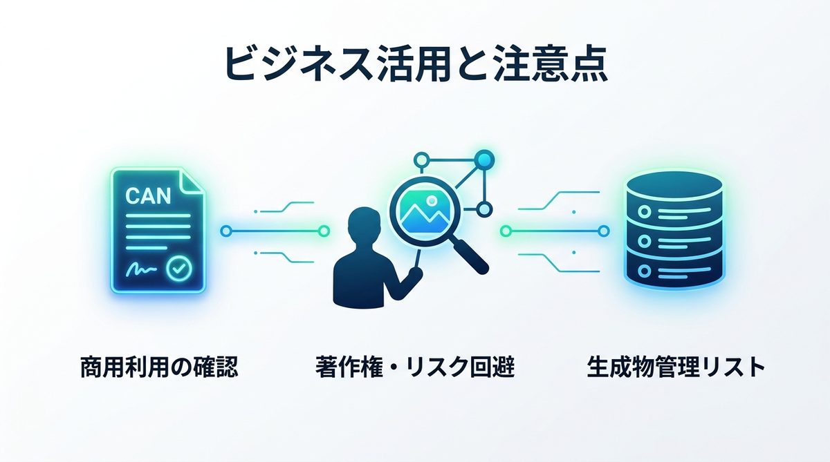 図解：ビジネス活用における商用利用と注意点