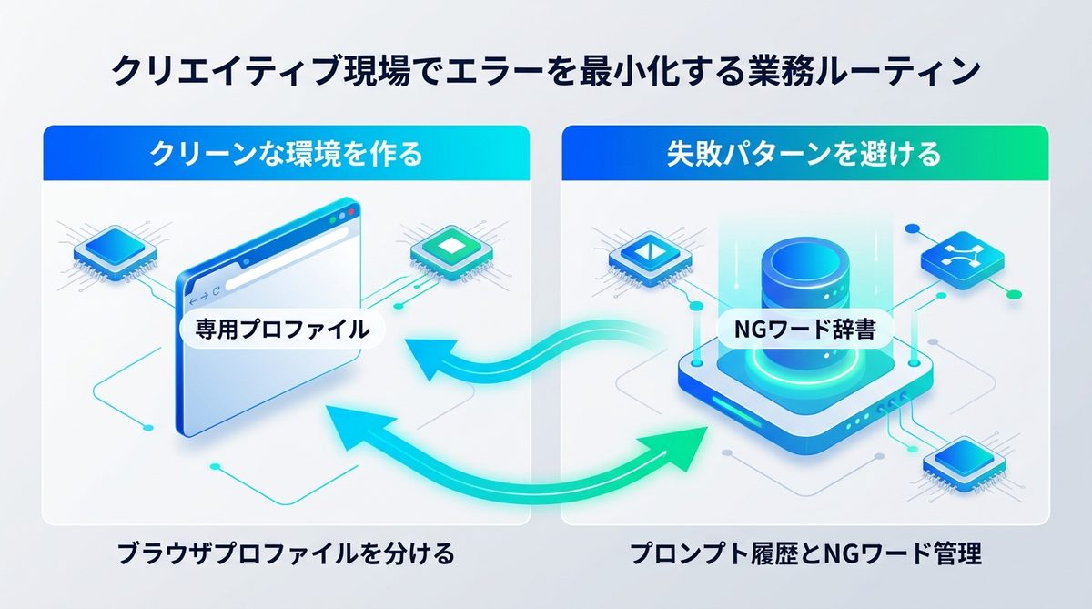 図解：クリエイティブ現場でエラーを最小化する業務ルーティン