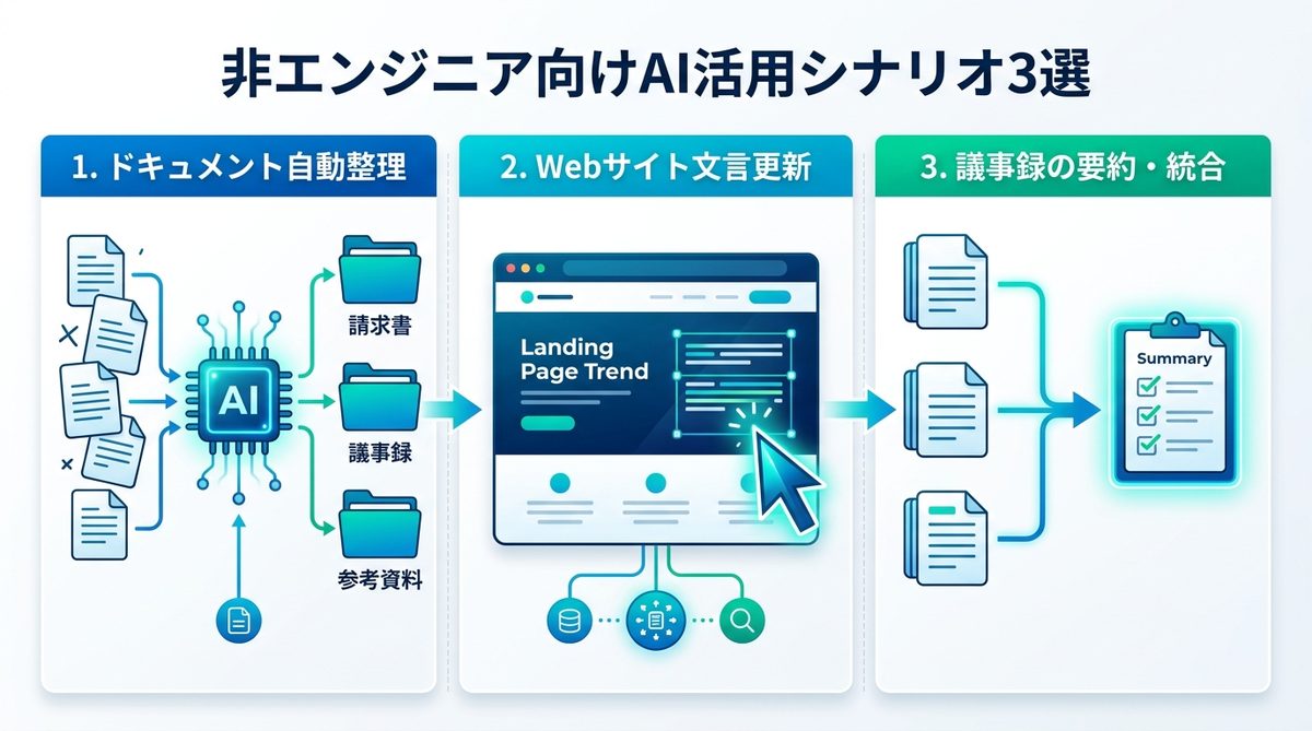 図解：明日から実践！非エンジニア向けの具体活用シナリオ3選