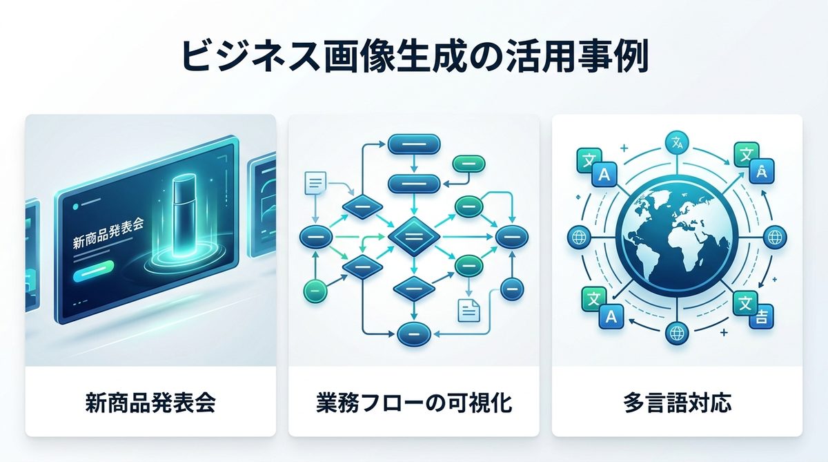 図解：【活用事例】地味だけど不可欠な「ビジネス用画像」の生成サンプル