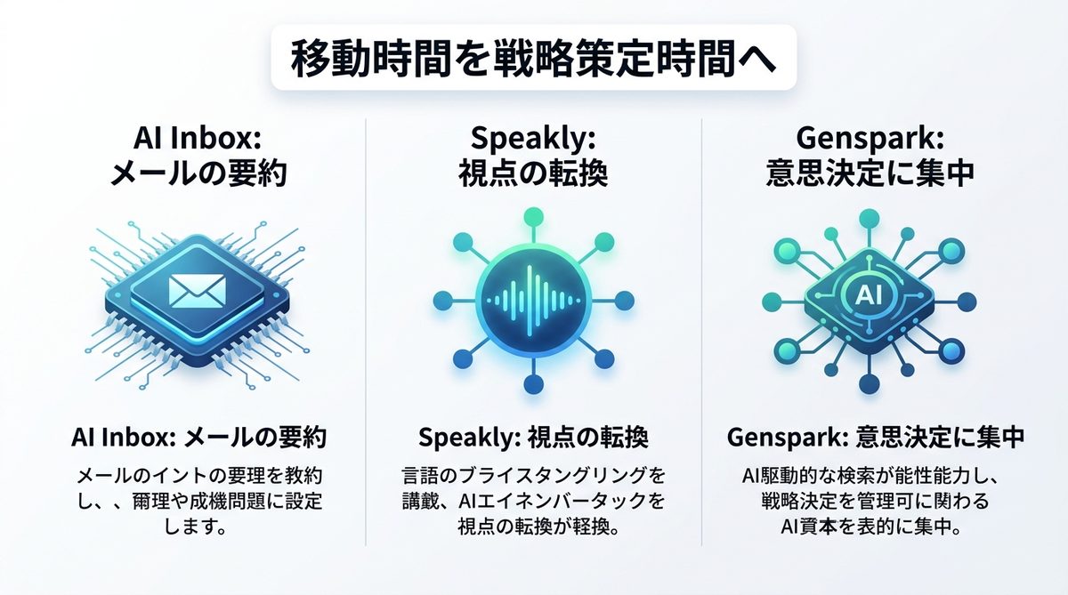 図解：移動時間を戦略策定時間へ。今すぐポケットに最強の秘書を迎え入れよう