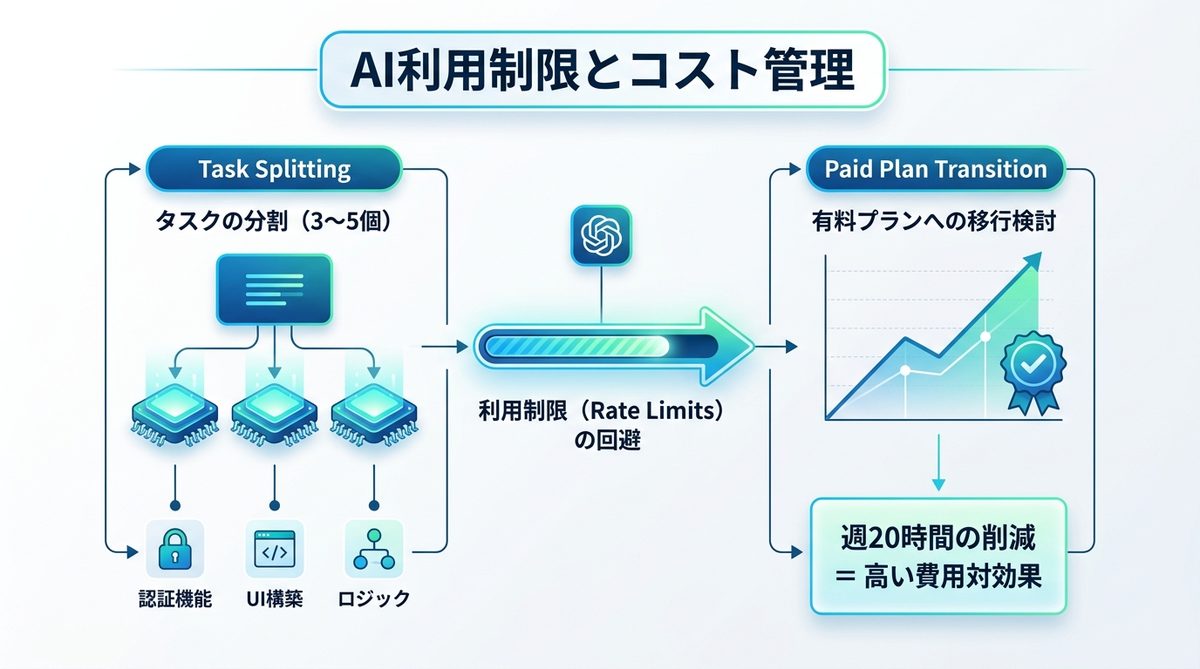 図解：【コスト解説】無料枠の制限と実務利用におけるクォータ（利用制限）の現実