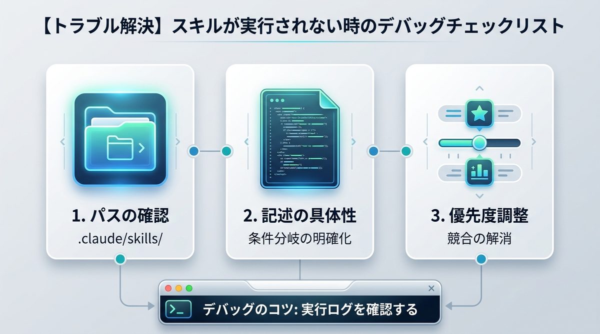 図解：【トラブル解決】スキルが実行されない時のためのデバッグチェックリスト