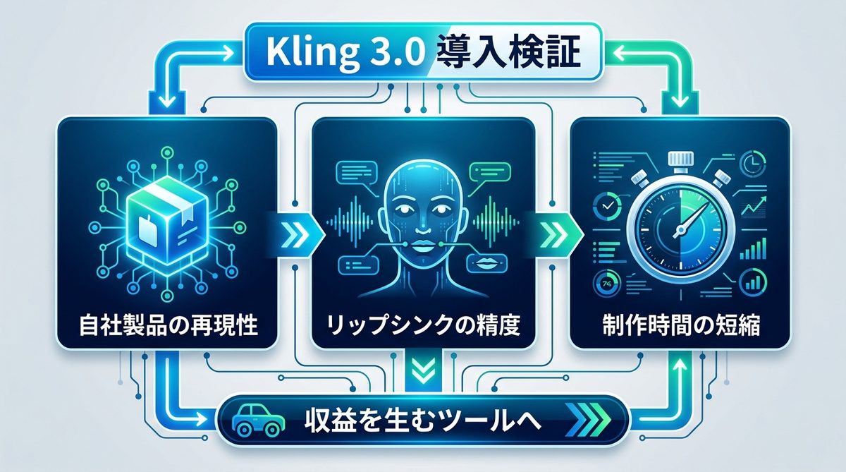 図解:まずはここから!Kling 3.0で業務のROIを最大化させる第一歩