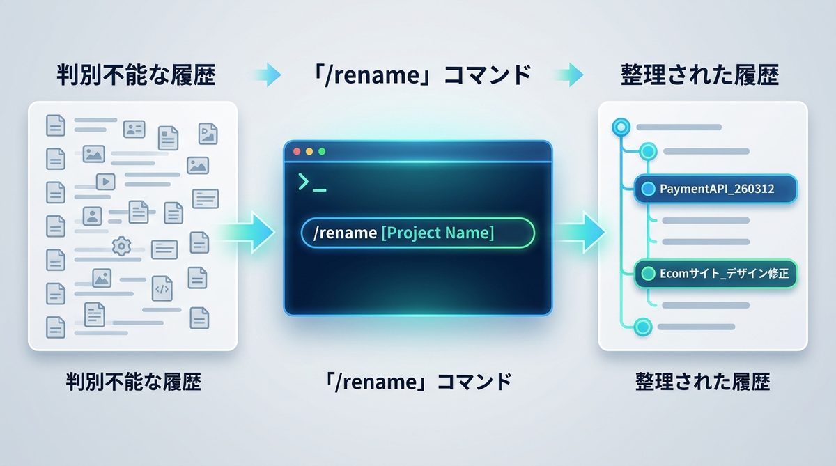 後から見失わない！セッションを整理する「/rename」活用術