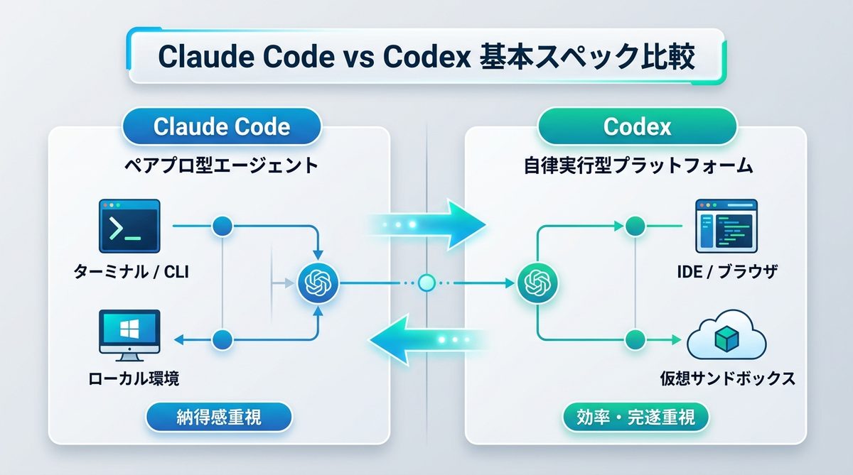 【図解】Claude CodeとCodexの基本スペックを比較!迷った時の判断基準