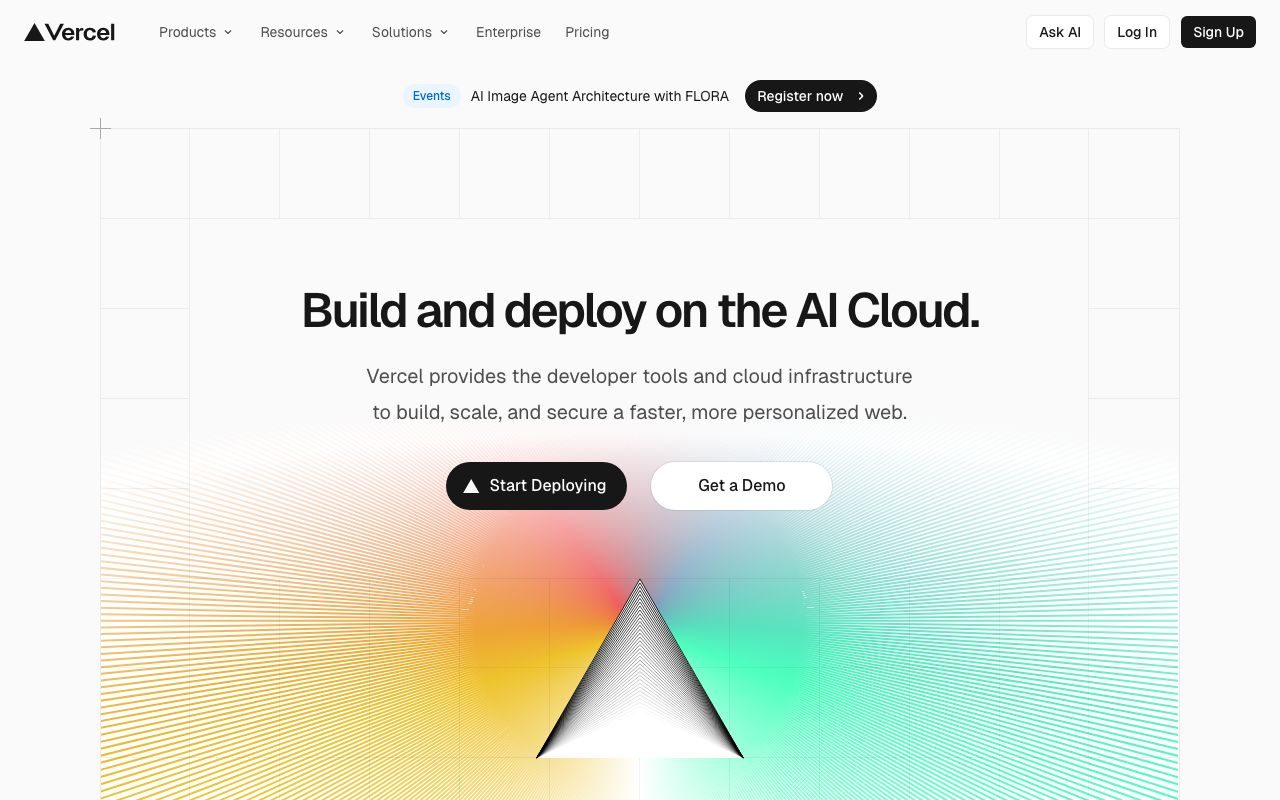 Vercelの公式サイトトップページ