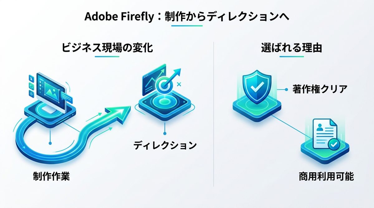 図解：Adobe Fireflyの使い方｜デザイン業務を「制作」から「ディレクション」へ