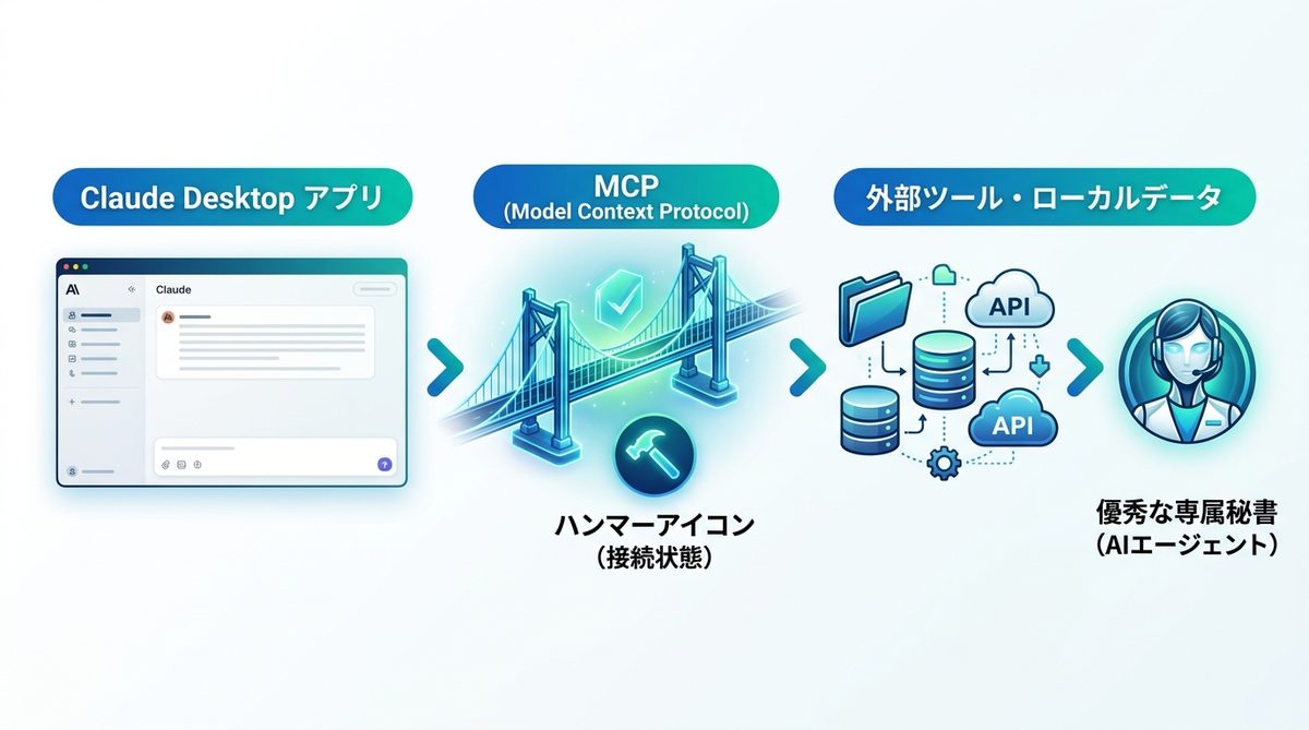 図解：Claude DesktopのMCP設定とは？PCに優秀な「接続機能」を追加する仕組み