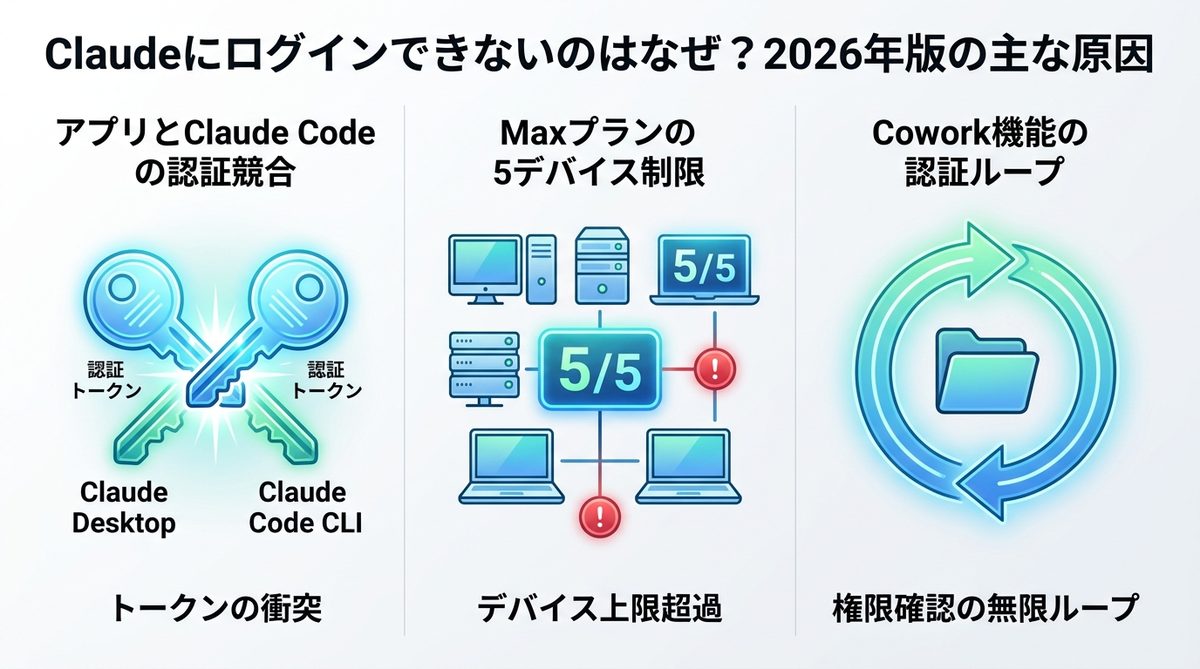 図解：Claudeにログインできないのはなぜ？2026年版の主な原因