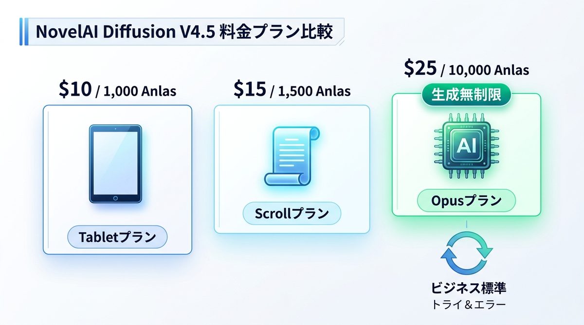 図解：NovelAI Diffusion V4.5の料金プランと機能比較