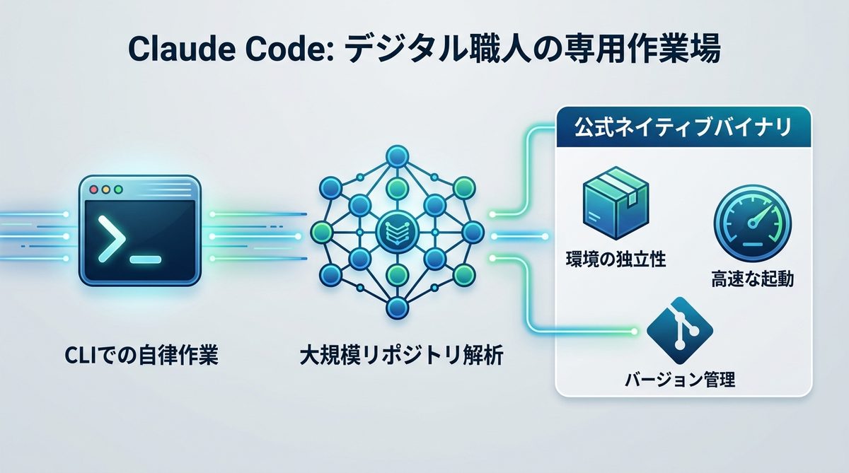 図解：【2026年最新】Claude Codeとは？デジタル職人の専用作業場