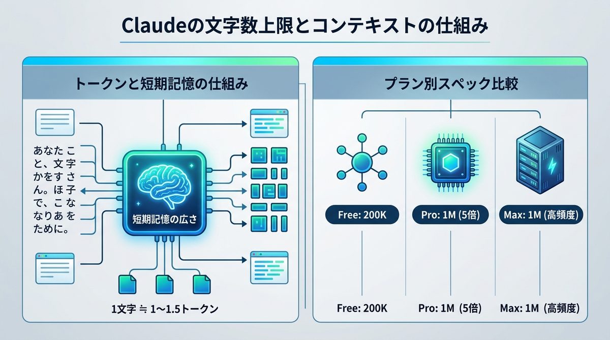 図解：【2026年最新】Claudeの「文字数上限」とコンテキストの仕組み