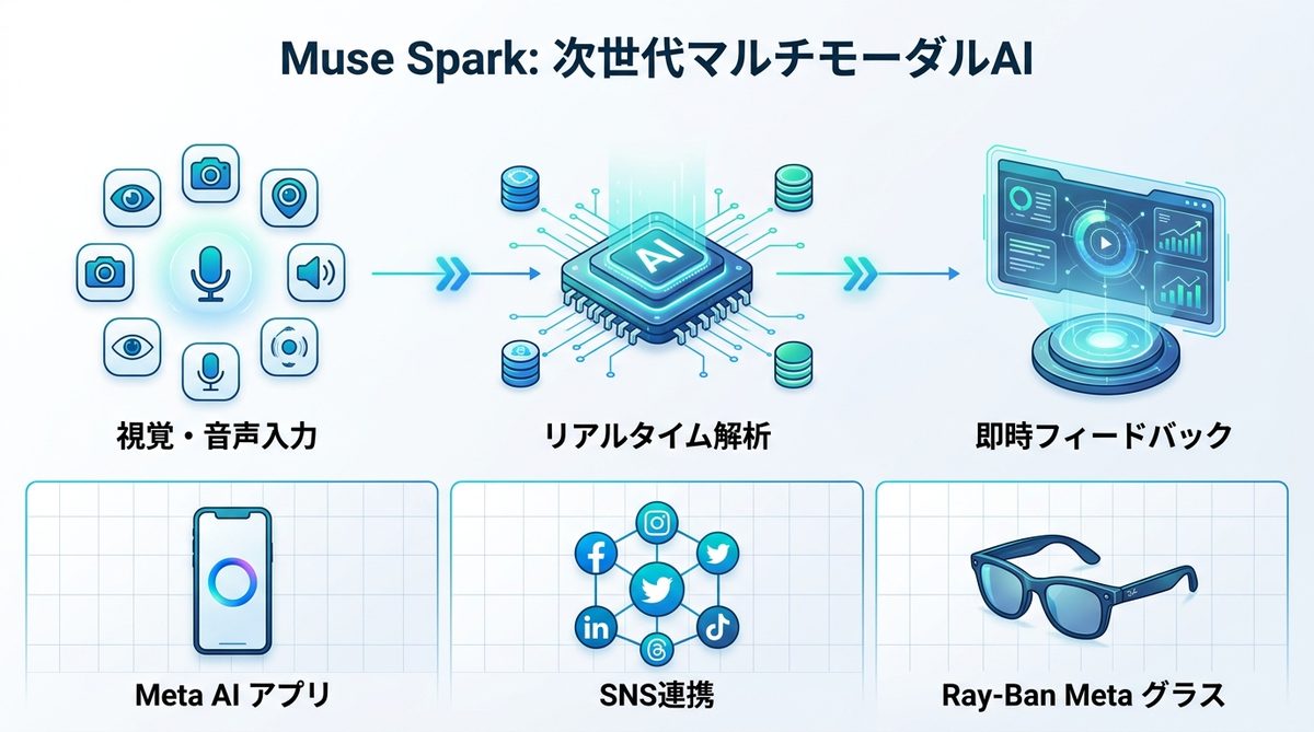 図解：【2026年最新】Muse Sparkとは？Metaが仕掛けるAIの新しい日常