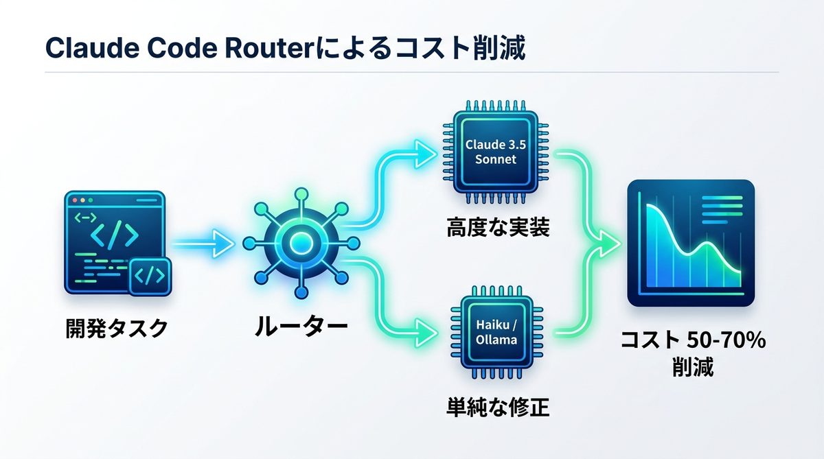 図解：【実績公開】Claude Code RouterでAPIコストを劇的削減する仕組み