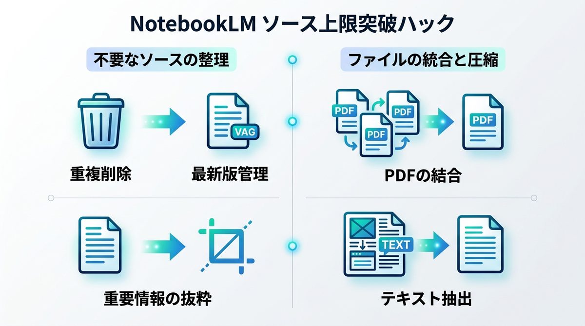 図解：【即効ハック】NotebookLMのソース上限エラーを今すぐ突破する物理的手法