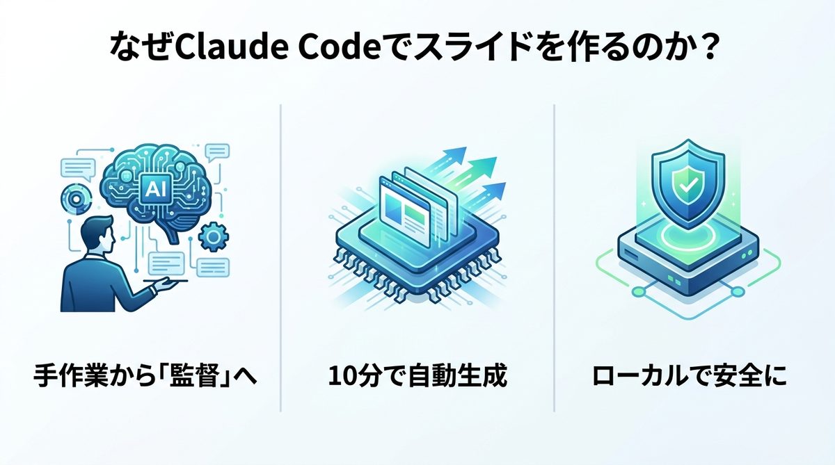 図解：なぜトップ層は「ブラウザ版」を使わずClaude Codeでスライドを作るのか？