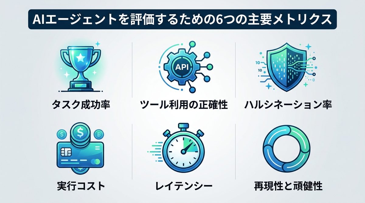 図解：AIエージェントを評価するための6つの主要メトリクス