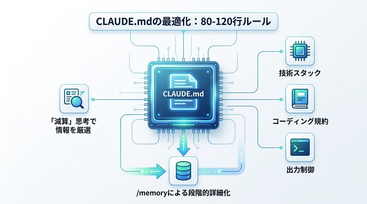 図解：Claude Codeを最適化する「CLAUDE.md」の80-120行ルール