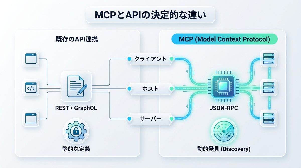 図解：MCPとAPIの決定的な違い｜アーキテクチャと役割