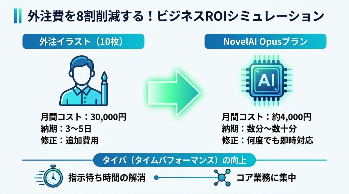 図解：外注費を8割削減する！ビジネスROIシミュレーション