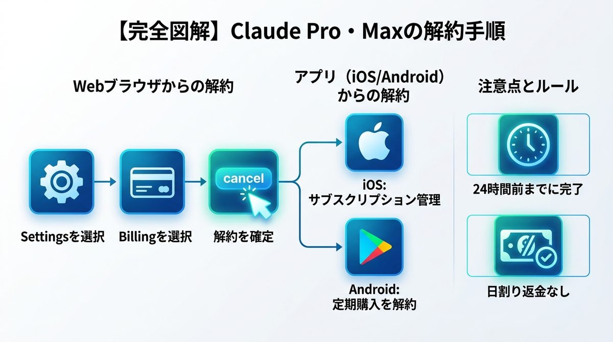 図解：【完全図解】Claude Pro・Maxの解約手順（キャンセル）