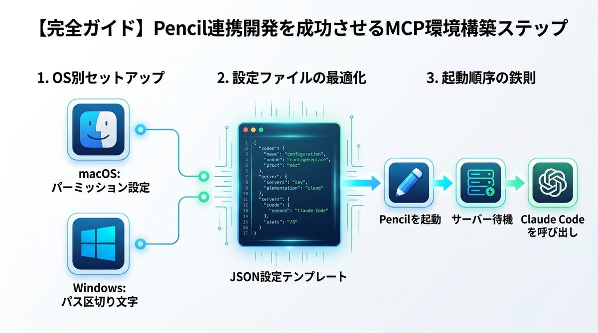 図解：【完全ガイド】Pencil連携開発を成功させるMCP環境構築ステップ