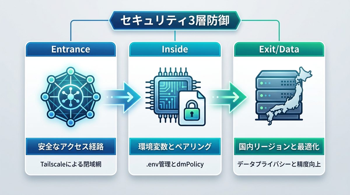 図解：【強化】セキュリティ3層防御｜OpenClawを「社内インフラ」にする設定