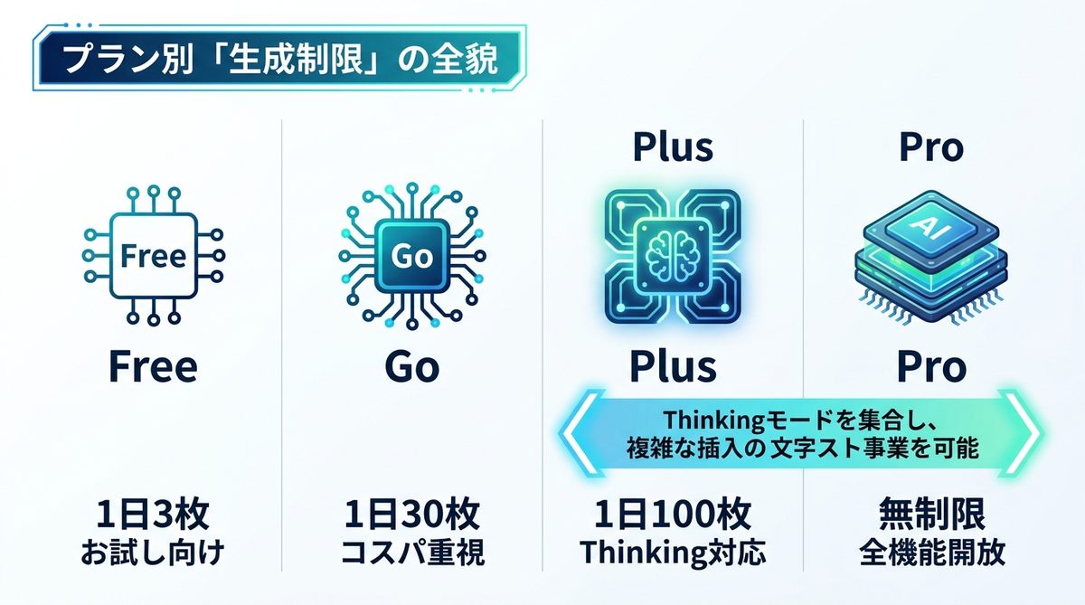 図解：プラン別「生成制限」の全貌｜あなたの業務に最適なプランは？