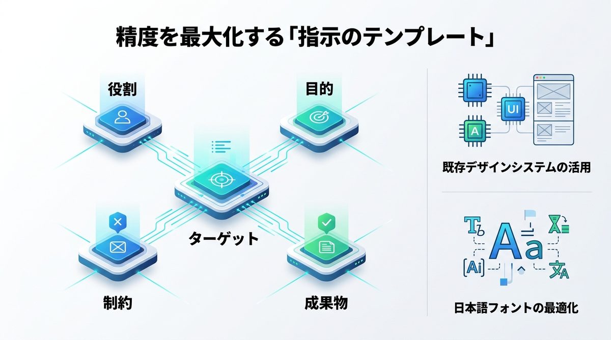 図解：失敗しないプロンプトの型：精度を最大化する「指示のテンプレート」