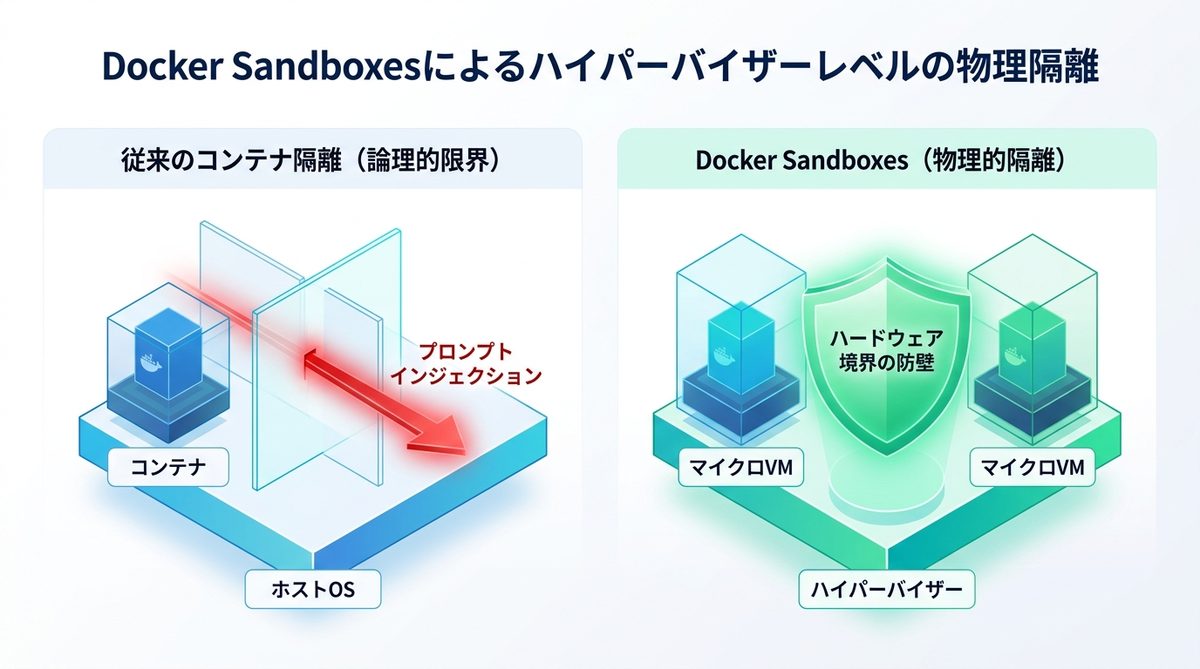 図解：Docker Sandboxesによるハイパーバイザーレベルの物理隔離