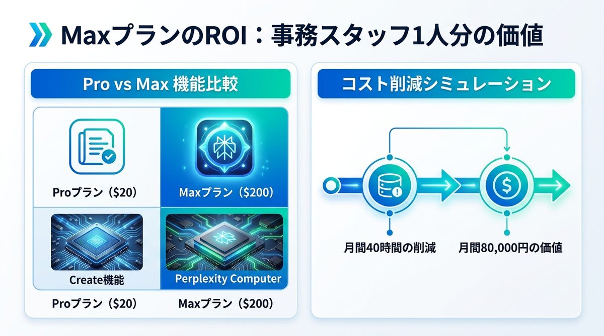 図解：月額$200のMaxプランは高いのか？事務社員1人分として見るROIの正体