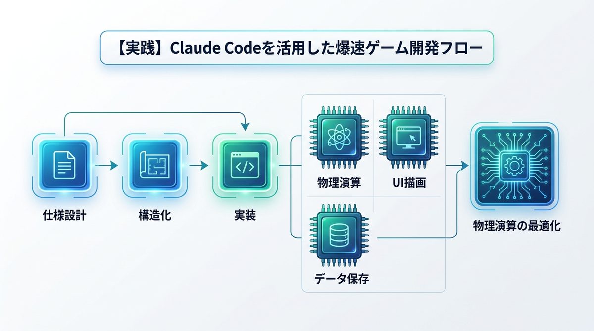 図解：【実践】Claude Codeを活用した爆速ゲーム開発フロー