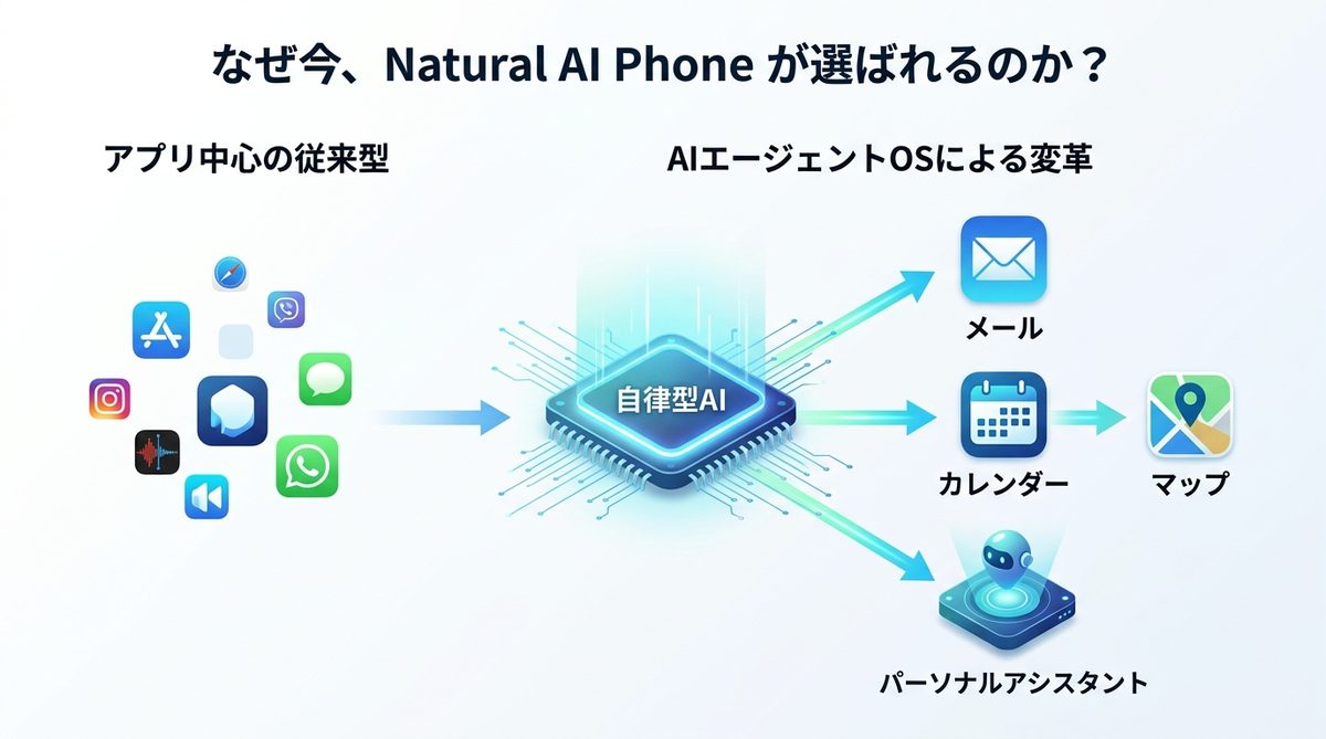 図解：なぜ今、Natural AI Phoneが選ばれるのか？開発思想とAIエージェントOS