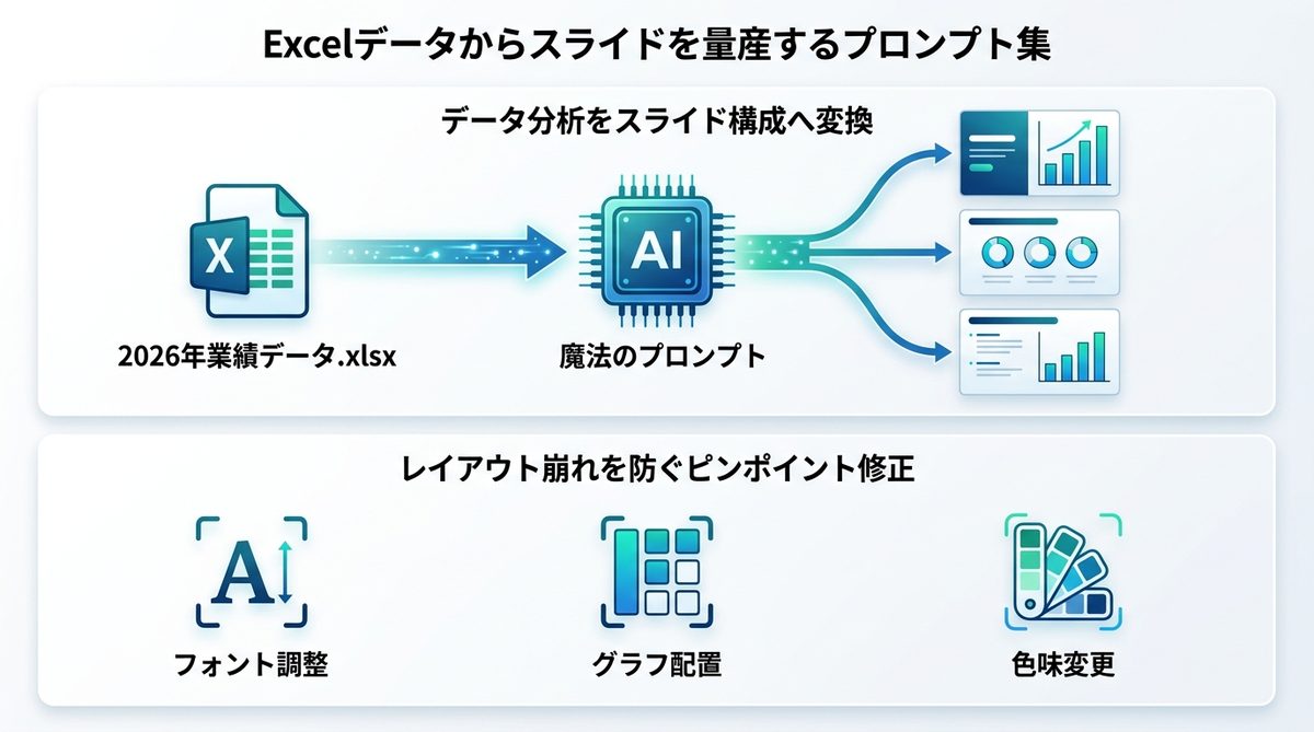 図解：【実務直結】Excelデータからスライドを量産するプロンプト集