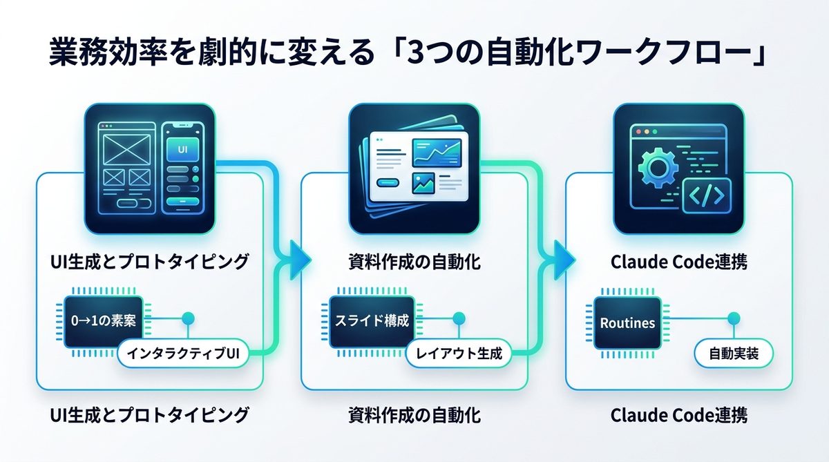 図解：業務効率を劇的に変える「3つの自動化ワークフロー」