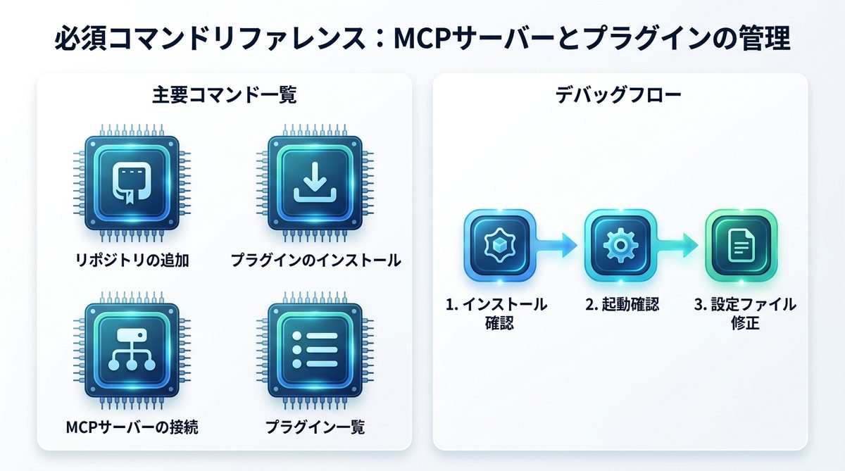 図解：必須コマンドリファレンス：MCPサーバーとプラグインの管理