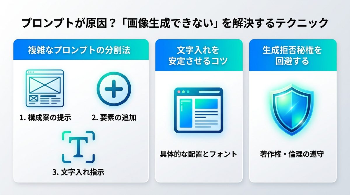 図解：プロンプトが原因？「画像生成できない」を解決するテクニック