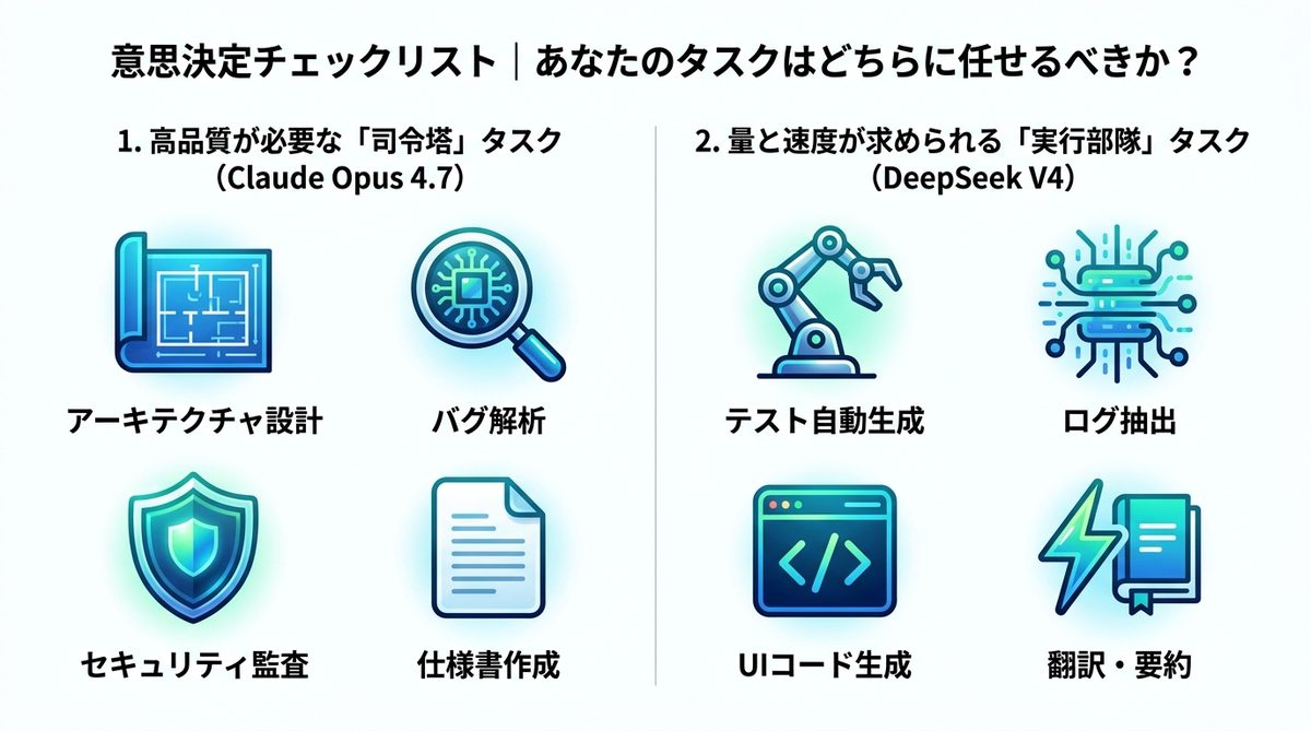 図解：意思決定チェックリスト｜あなたのタスクはどちらに任せるべきか？