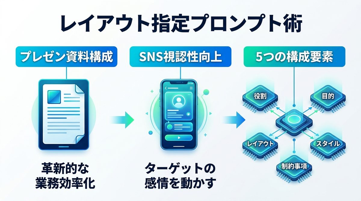 図解：【即コピペ可】成果を最大化する「レイアウト指定」プロンプト術