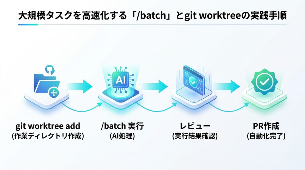 図解：大規模タスクを高速化する「/batch」とgit worktreeの実践手順