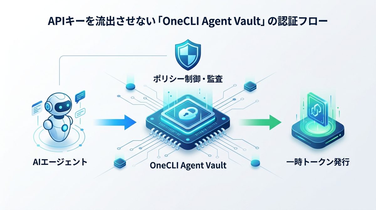 図解：APIキーを流出させない「OneCLI Agent Vault」の認証フロー