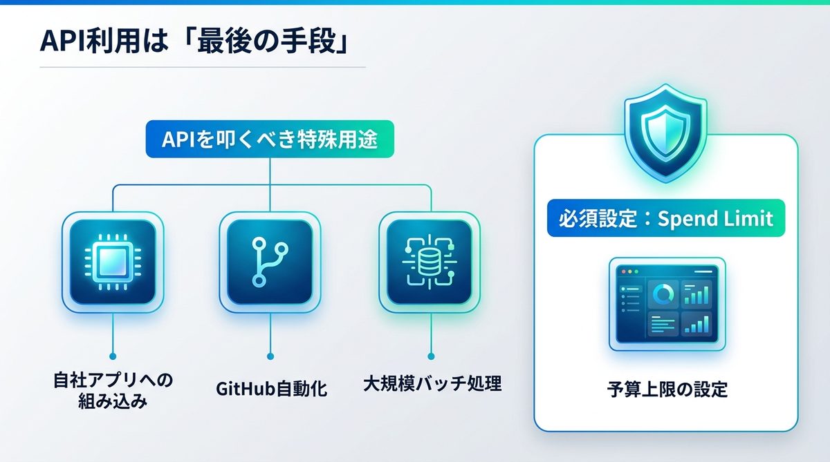 図解：API利用は「最後の手段」｜自動化・ツール連携のための賢い使い分け